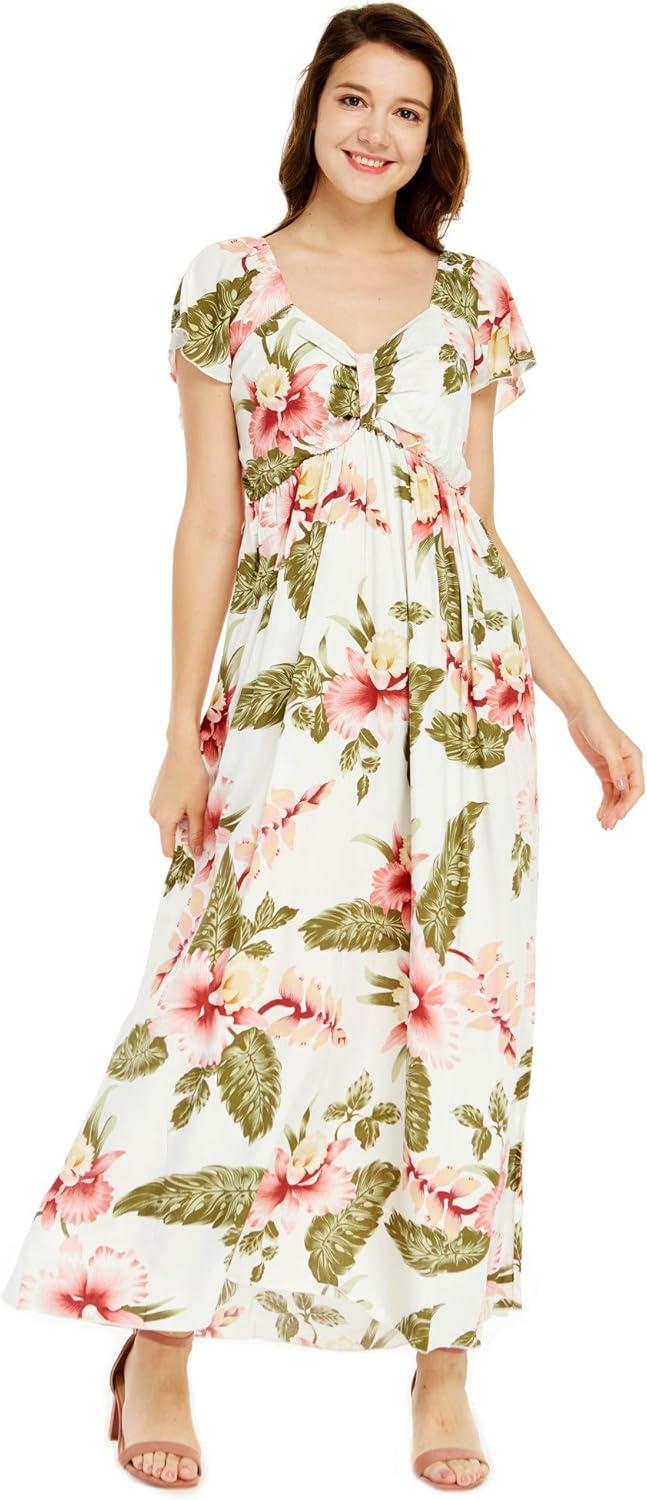 imageMatchable Family Hawaiian Luau Men Women Girl Boy Clothes in Cream RafelsiaWomen Maxi Rahee