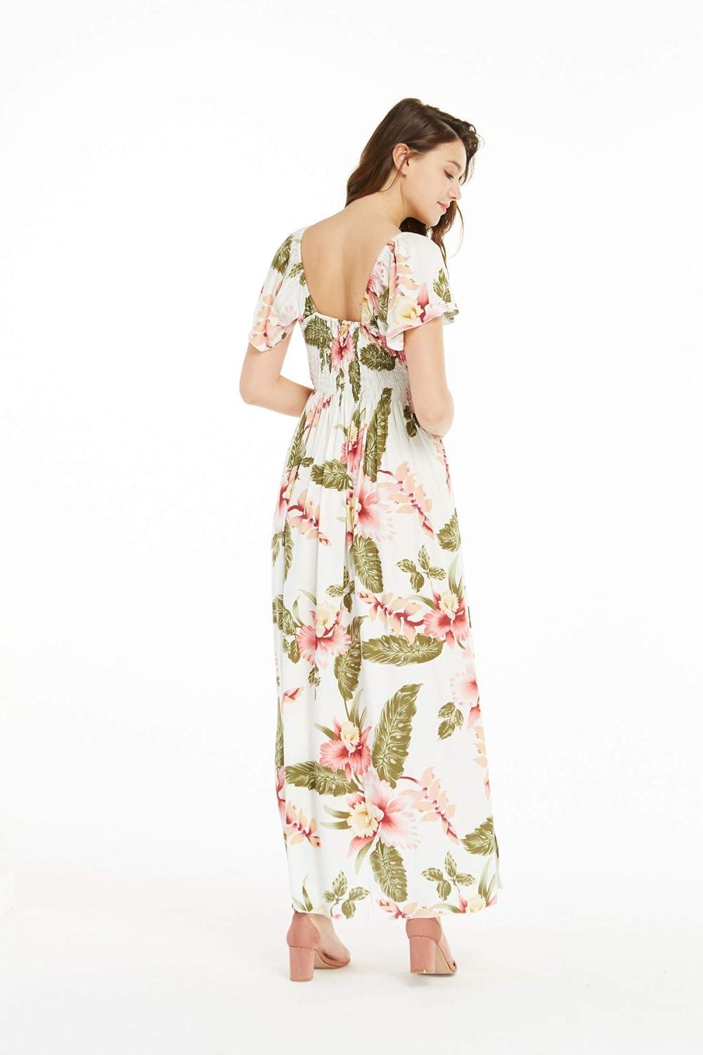 imageMatchable Family Hawaiian Luau Men Women Girl Boy Clothes in Cream RafelsiaWomen Maxi Rahee