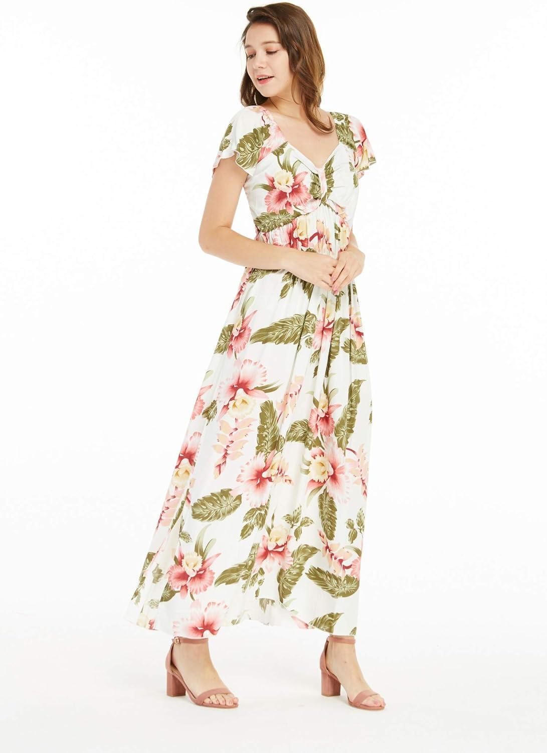 imageMatchable Family Hawaiian Luau Men Women Girl Boy Clothes in Cream RafelsiaWomen Maxi Rahee