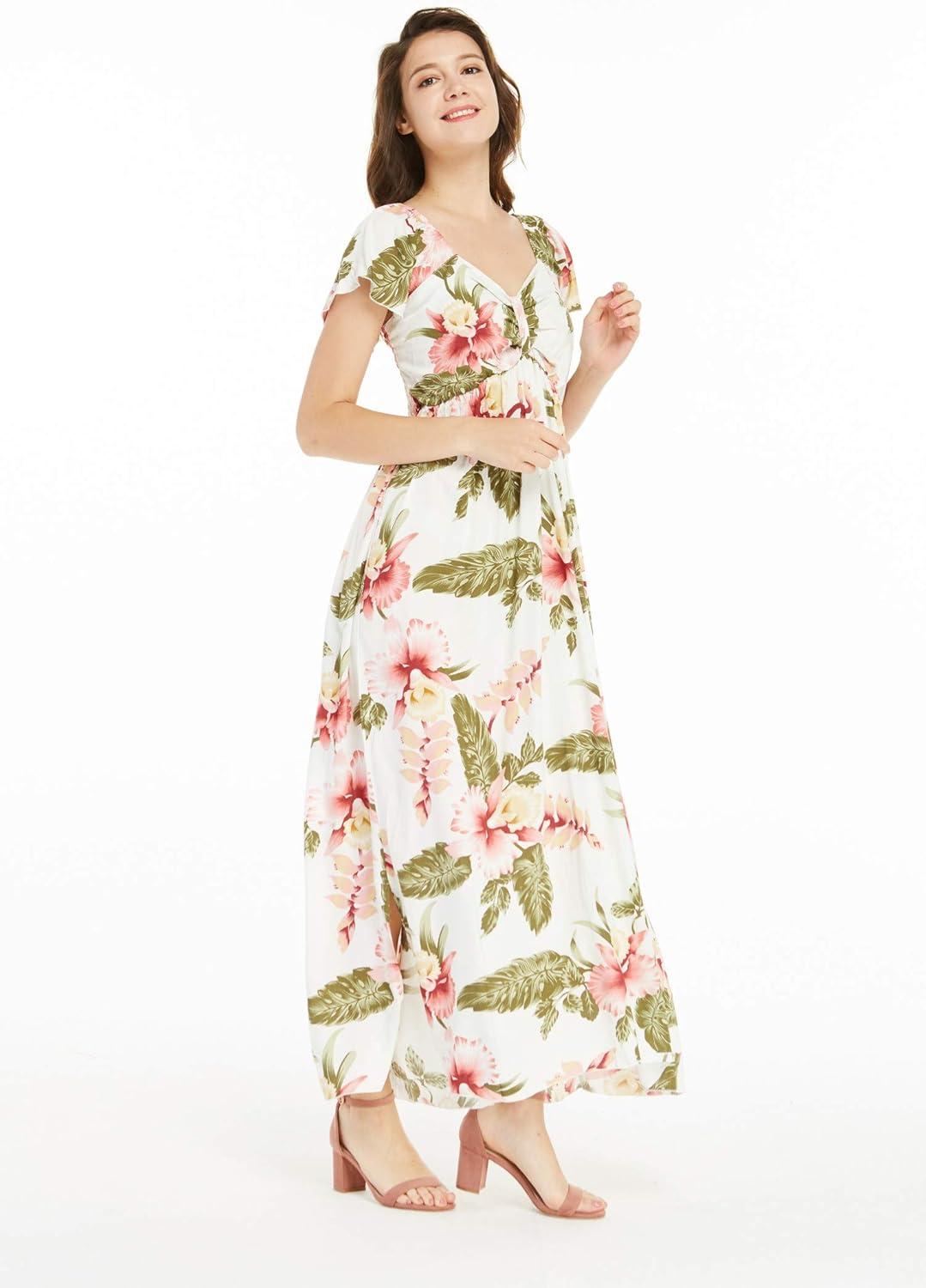 imageMatchable Family Hawaiian Luau Men Women Girl Boy Clothes in Cream RafelsiaWomen Maxi Rahee