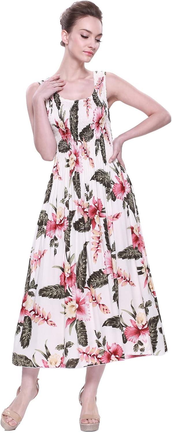 imageMatchable Family Hawaiian Luau Men Women Girl Boy Clothes in Cream RafelsiaWomen Maxi Tank