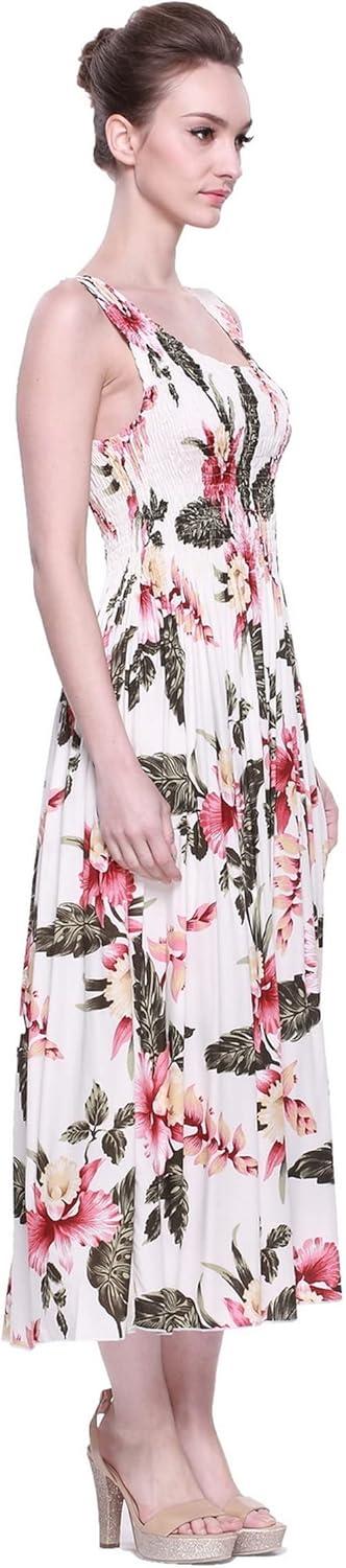 imageMatchable Family Hawaiian Luau Men Women Girl Boy Clothes in Cream RafelsiaWomen Maxi Tank