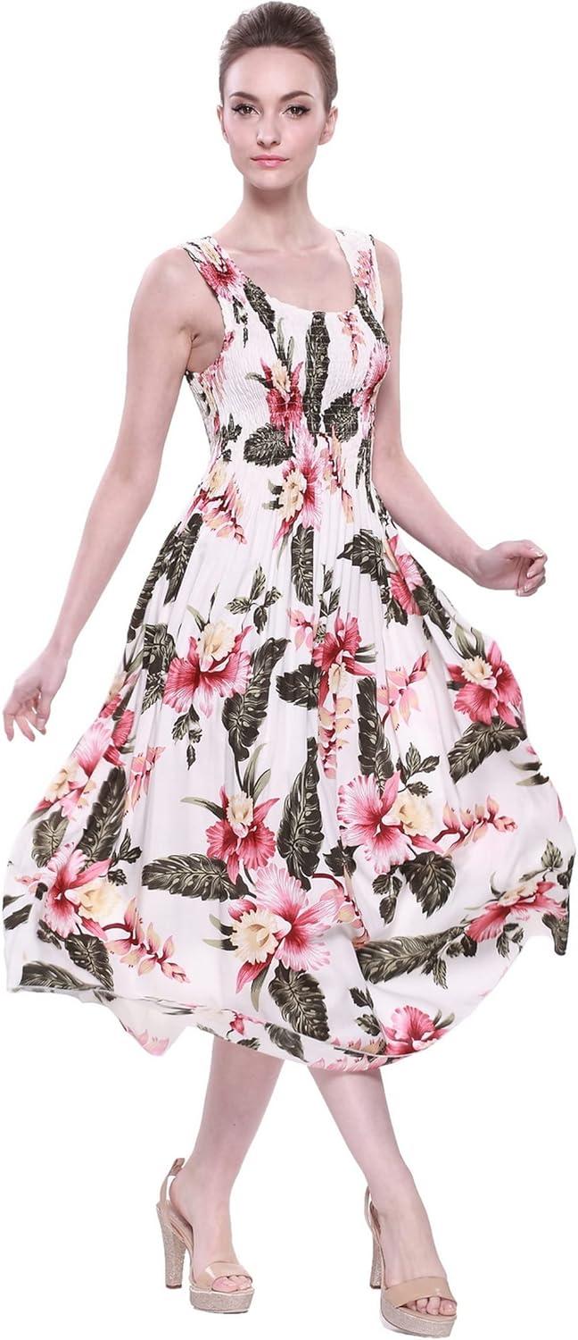 imageMatchable Family Hawaiian Luau Men Women Girl Boy Clothes in Cream RafelsiaWomen Maxi Tank