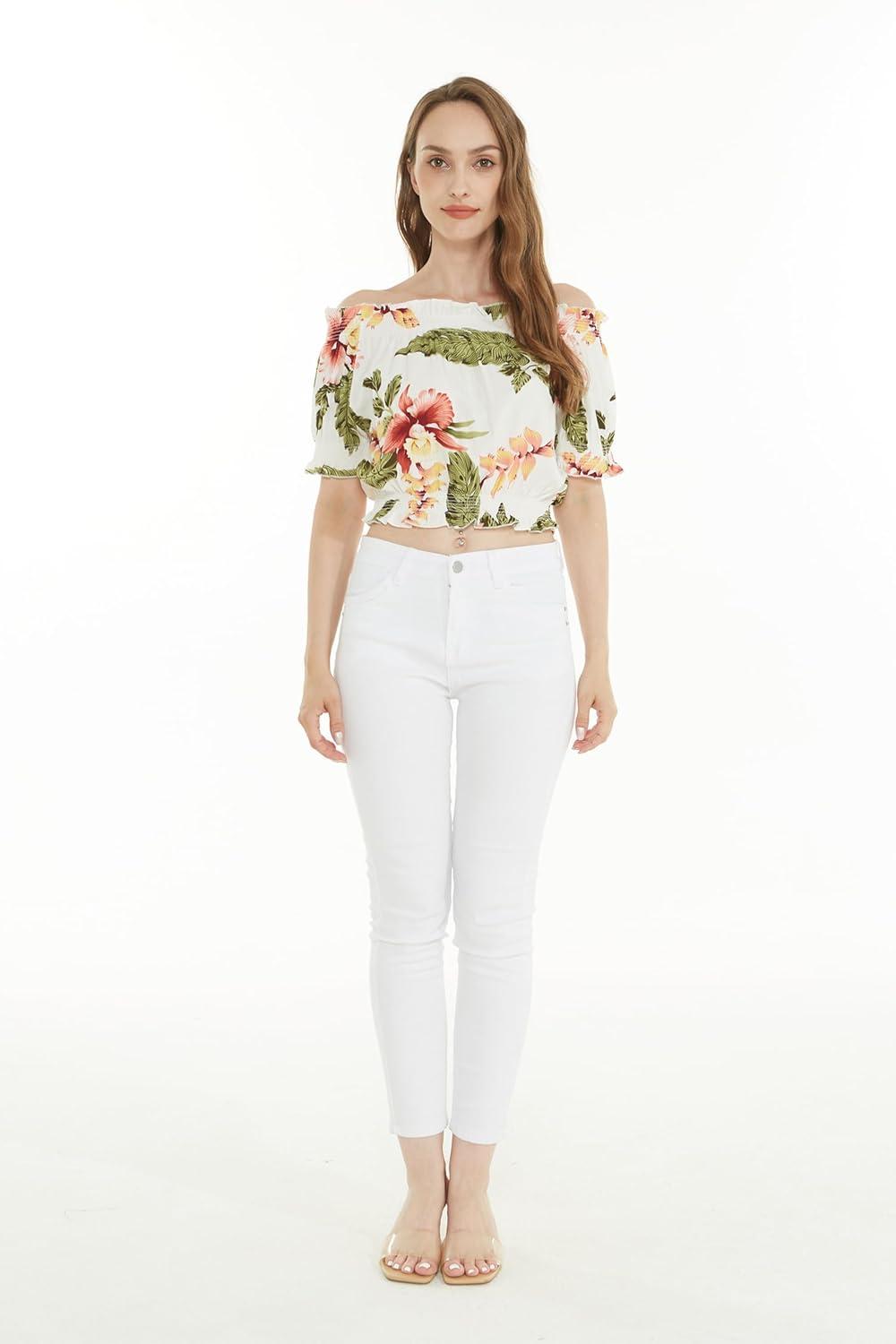 imageMatchable Family Hawaiian Luau Men Women Girl Boy Clothes in Cream RafelsiaWomen Smock Top