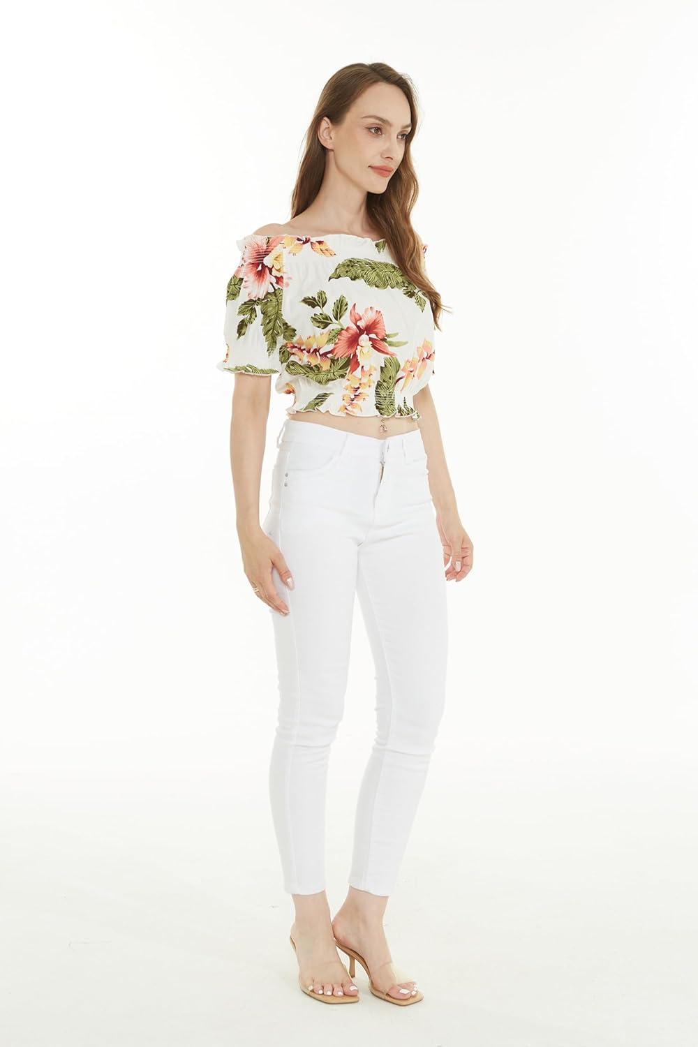 imageMatchable Family Hawaiian Luau Men Women Girl Boy Clothes in Cream RafelsiaWomen Smock Top