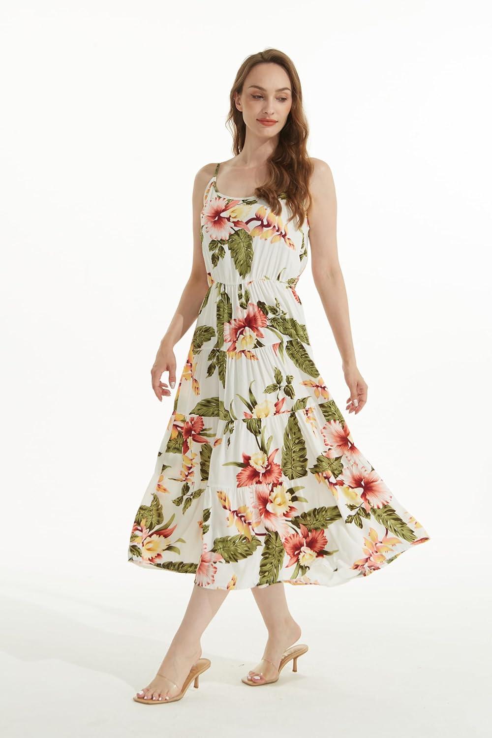 imageMatchable Family Hawaiian Luau Men Women Girl Boy Clothes in Cream RafelsiaWomen Tiered
