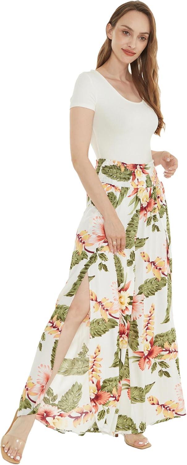 imageMatchable Family Hawaiian Luau Men Women Girl Boy Clothes in Cream RafelsiaWomen Wide Leg Pants