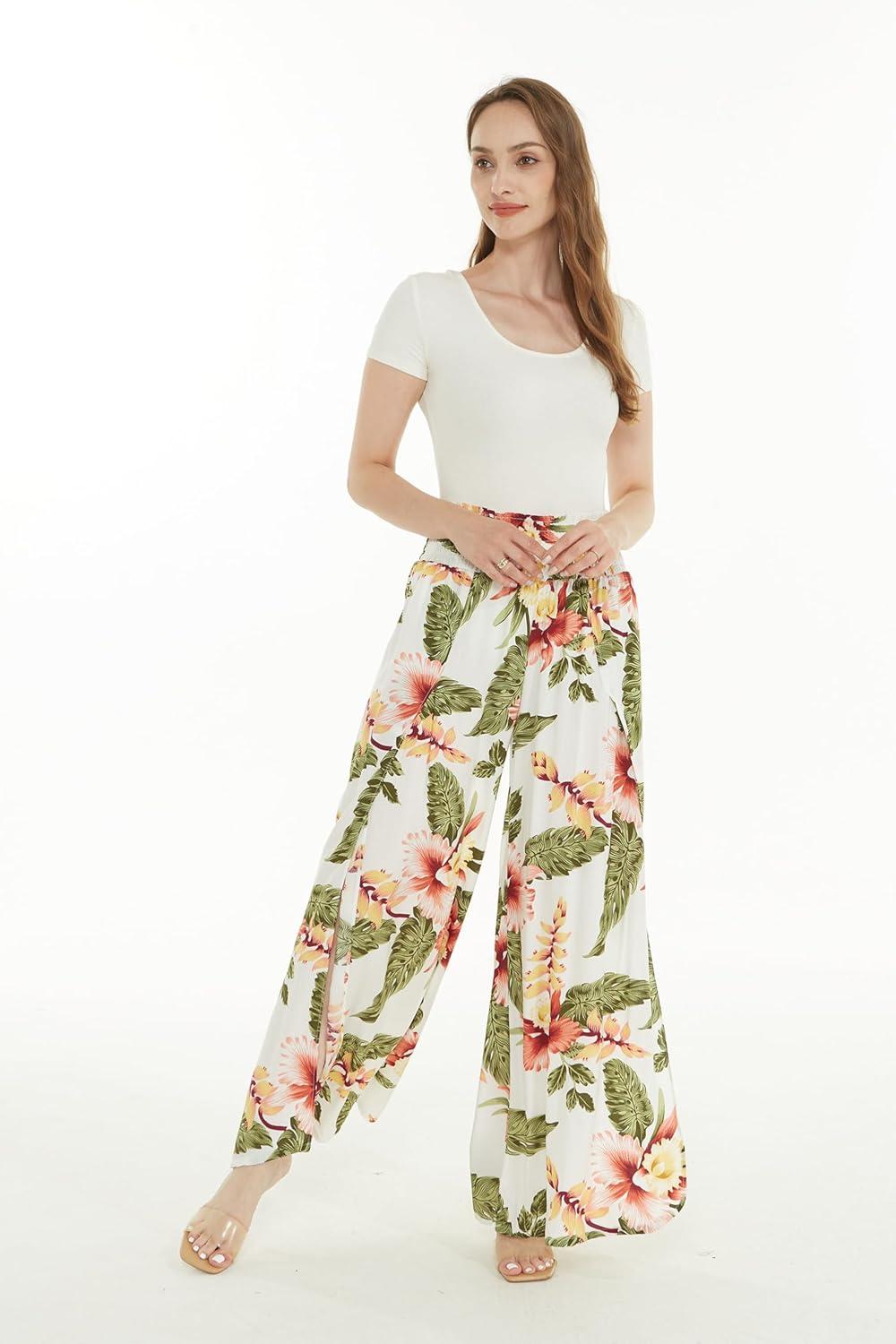 imageMatchable Family Hawaiian Luau Men Women Girl Boy Clothes in Cream RafelsiaWomen Wide Leg Pants