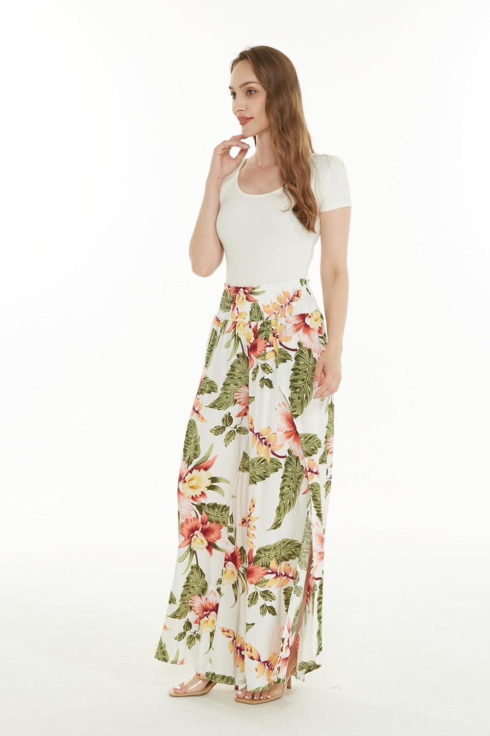 imageMatchable Family Hawaiian Luau Men Women Girl Boy Clothes in Cream RafelsiaWomen Wide Leg Pants