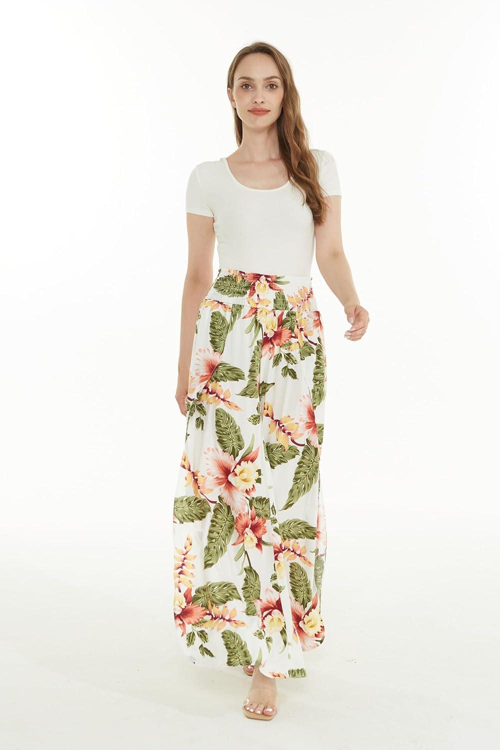 imageMatchable Family Hawaiian Luau Men Women Girl Boy Clothes in Cream RafelsiaWomen Wide Leg Pants