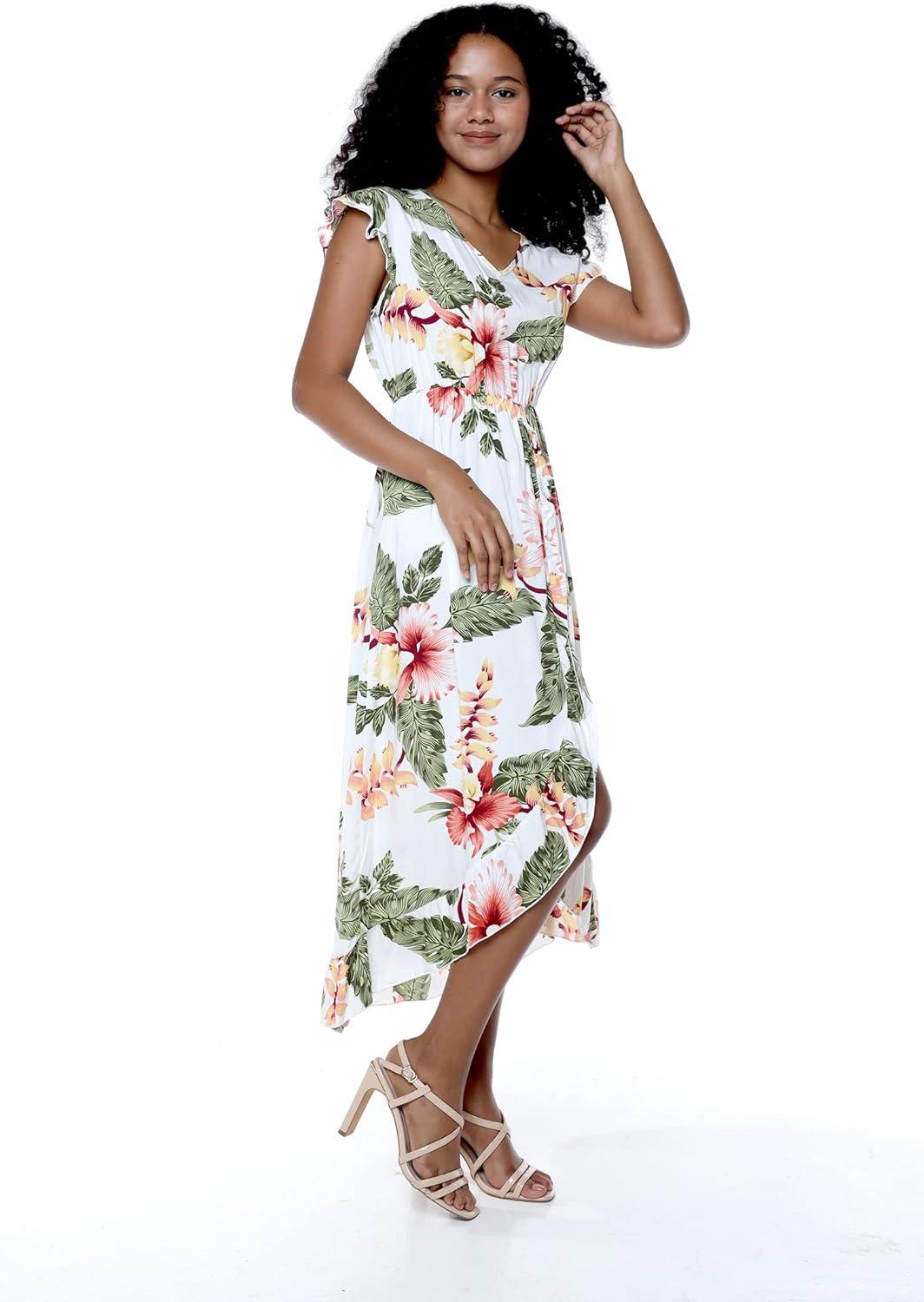 imageMatchable Family Hawaiian Luau Men Women Girl Boy Clothes in Cream RafelsiaWomen Wrap Ruffle