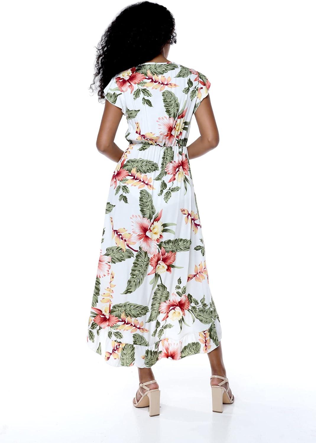 imageMatchable Family Hawaiian Luau Men Women Girl Boy Clothes in Cream RafelsiaWomen Wrap Ruffle