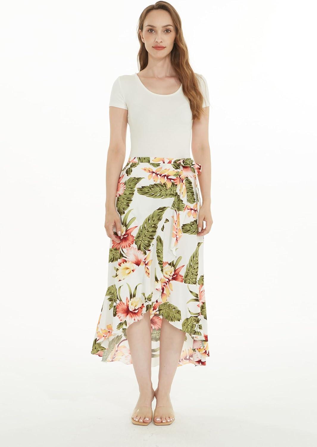 imageMatchable Family Hawaiian Luau Men Women Girl Boy Clothes in Cream RafelsiaWomen Wrap Ruffle Skirt