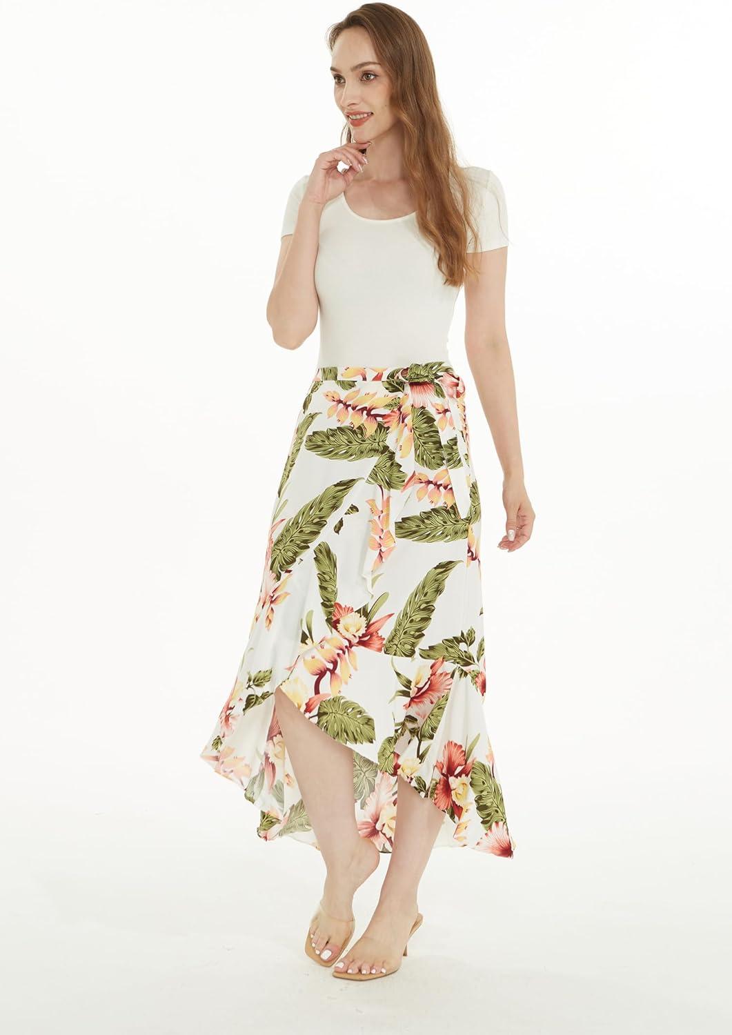 imageMatchable Family Hawaiian Luau Men Women Girl Boy Clothes in Cream RafelsiaWomen Wrap Ruffle Skirt