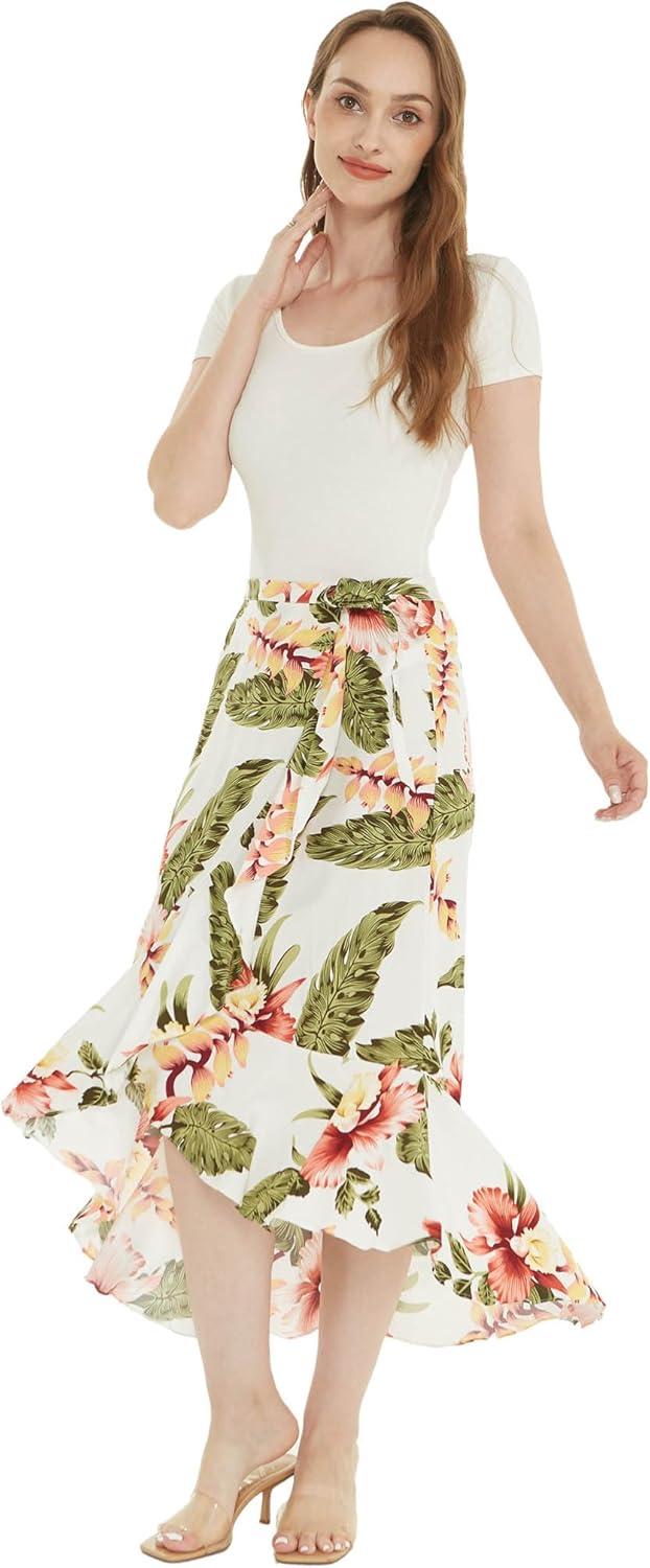 imageMatchable Family Hawaiian Luau Men Women Girl Boy Clothes in Cream RafelsiaWomen Wrap Ruffle Skirt