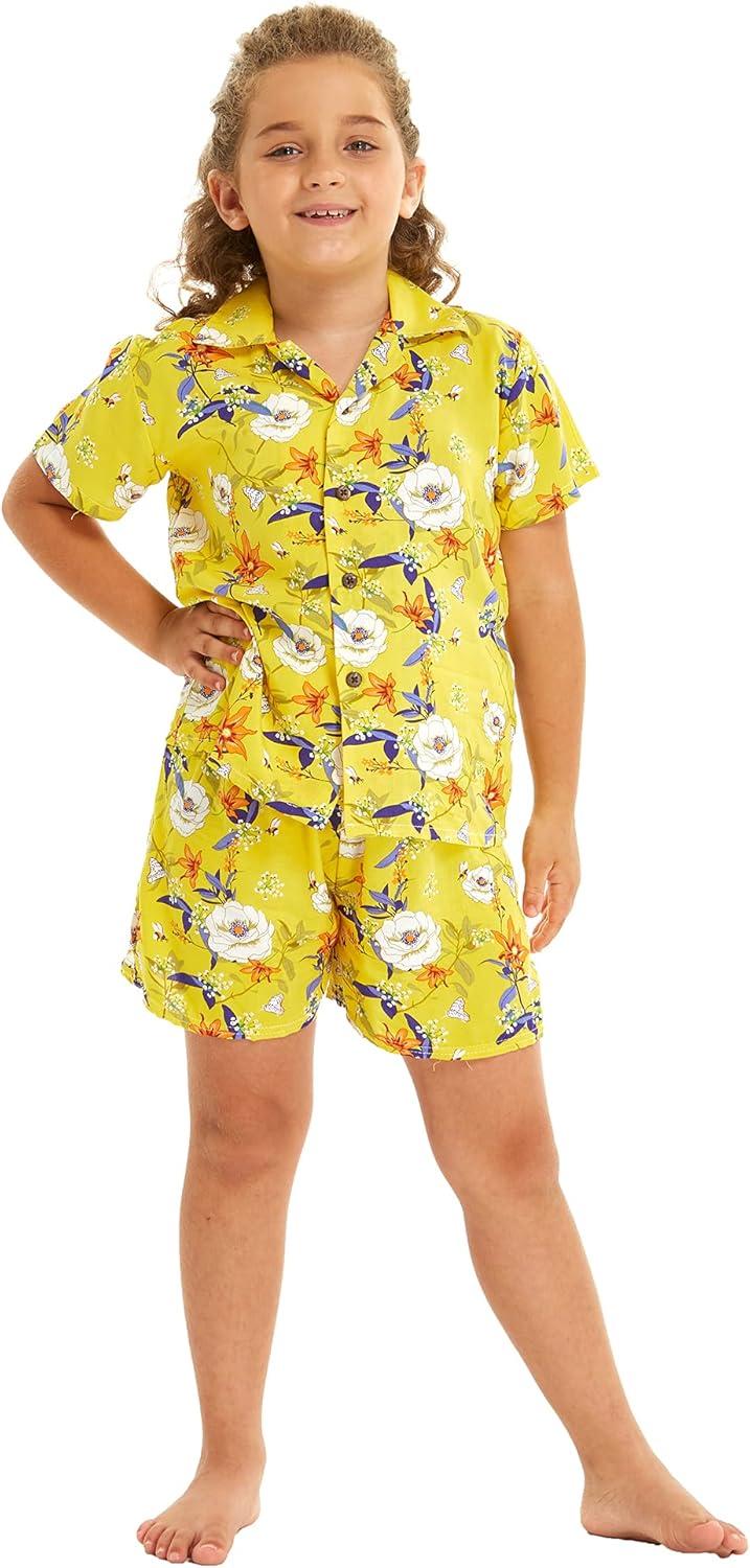 imageMatchable Family Hawaiian Luau Men Women Girl Boy Clothes in Garden Poppy YellowBoy Short Sleeve