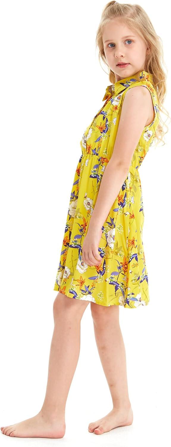 imageMatchable Family Hawaiian Luau Men Women Girl Boy Clothes in Garden Poppy YellowGirl Collar Shirt Dress