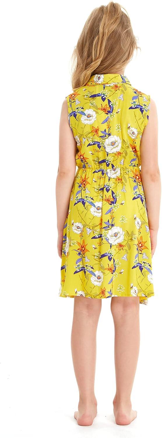 imageMatchable Family Hawaiian Luau Men Women Girl Boy Clothes in Garden Poppy YellowGirl Collar Shirt Dress