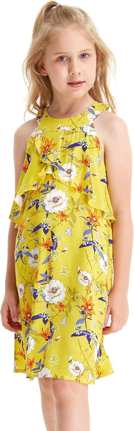 imageMatchable Family Hawaiian Luau Men Women Girl Boy Clothes in Garden Poppy YellowGirl Ruffle Tank