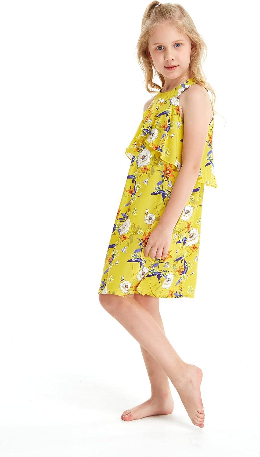 imageMatchable Family Hawaiian Luau Men Women Girl Boy Clothes in Garden Poppy YellowGirl Ruffle Tank