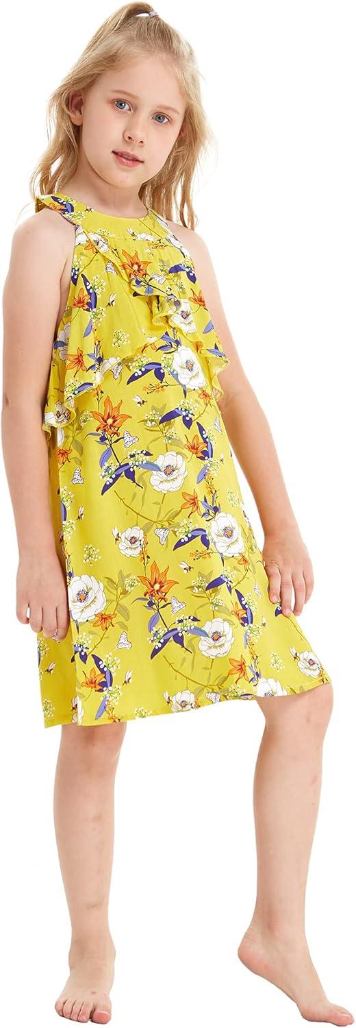 imageMatchable Family Hawaiian Luau Men Women Girl Boy Clothes in Garden Poppy YellowGirl Ruffle Tank
