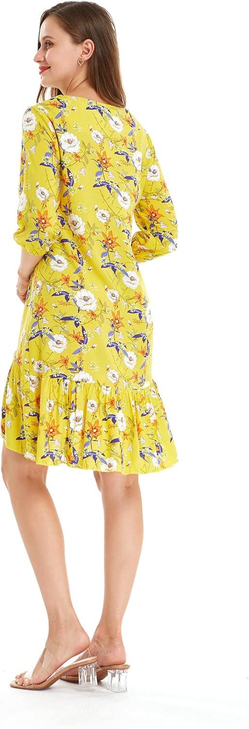 imageMatchable Family Hawaiian Luau Men Women Girl Boy Clothes in Garden Poppy YellowWomen 34 Sleeve