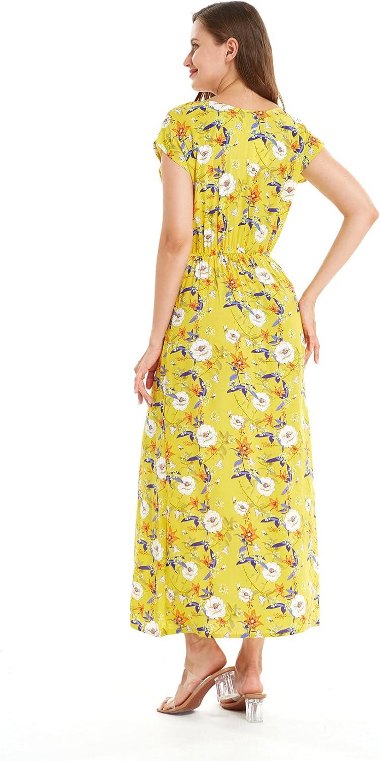 imageMatchable Family Hawaiian Luau Men Women Girl Boy Clothes in Garden Poppy YellowWomen Cap Sleeve