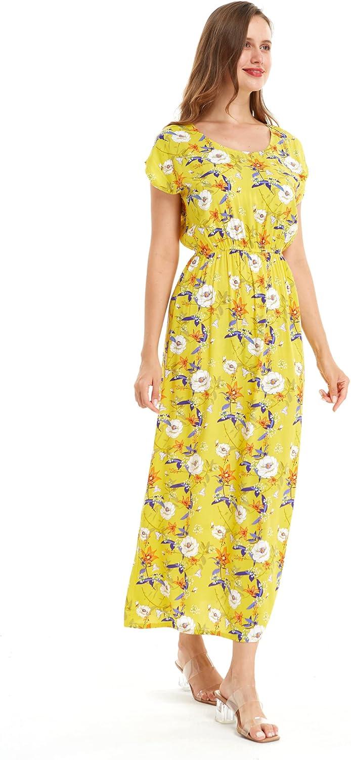imageMatchable Family Hawaiian Luau Men Women Girl Boy Clothes in Garden Poppy YellowWomen Cap Sleeve