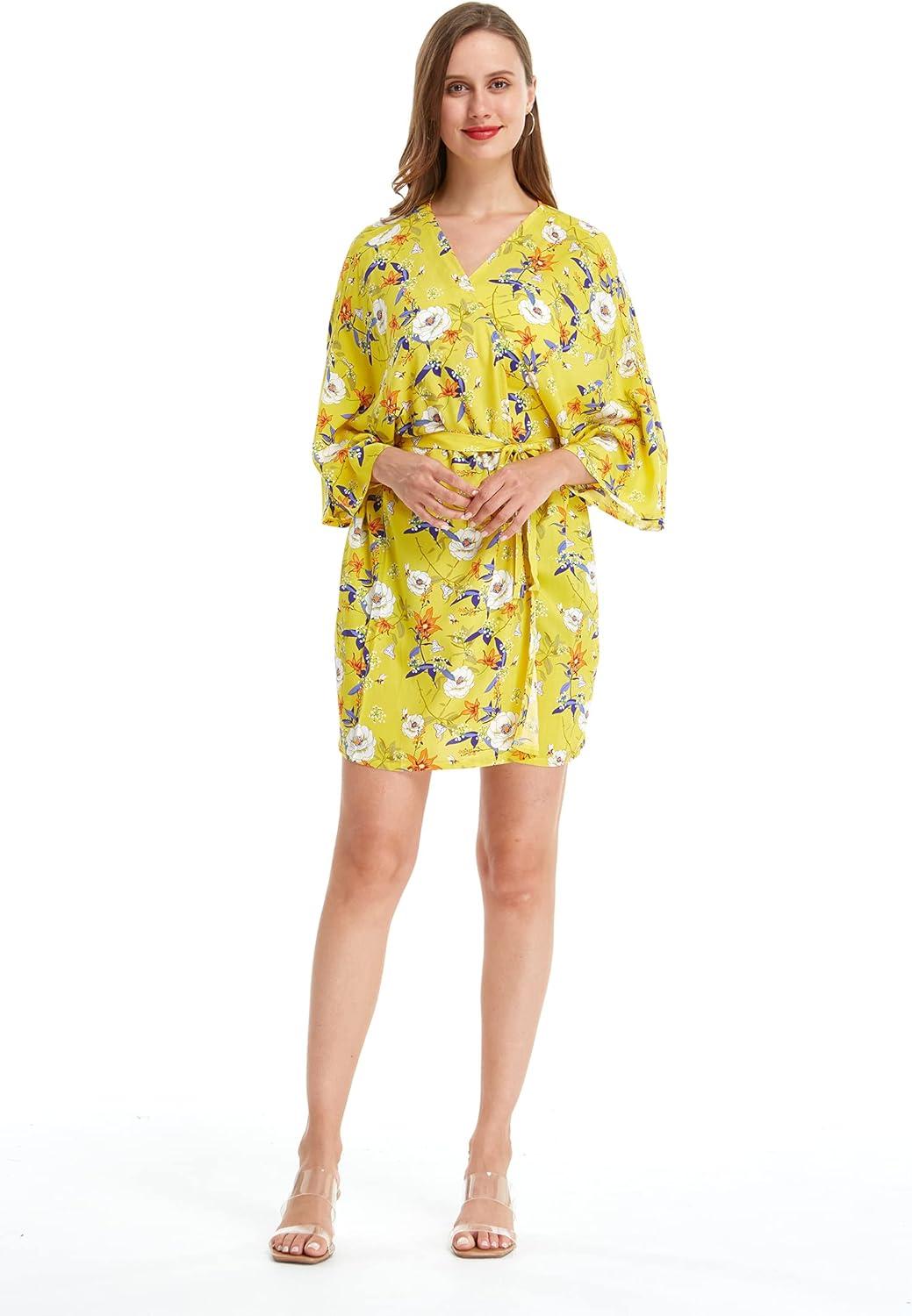 imageMatchable Family Hawaiian Luau Men Women Girl Boy Clothes in Garden Poppy YellowWomen Kimono Cardigan