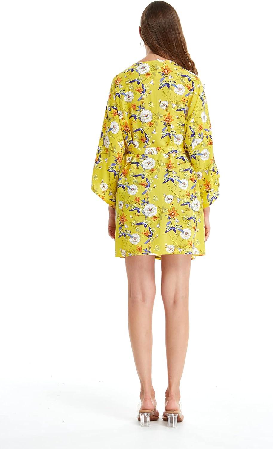 imageMatchable Family Hawaiian Luau Men Women Girl Boy Clothes in Garden Poppy YellowWomen Kimono Cardigan