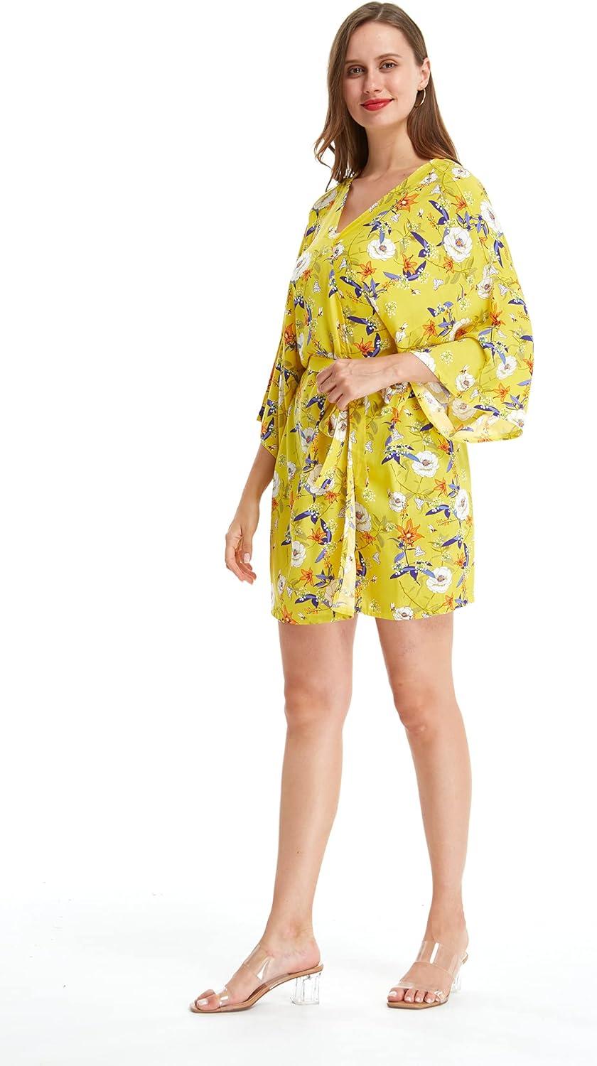 imageMatchable Family Hawaiian Luau Men Women Girl Boy Clothes in Garden Poppy YellowWomen Kimono Cardigan