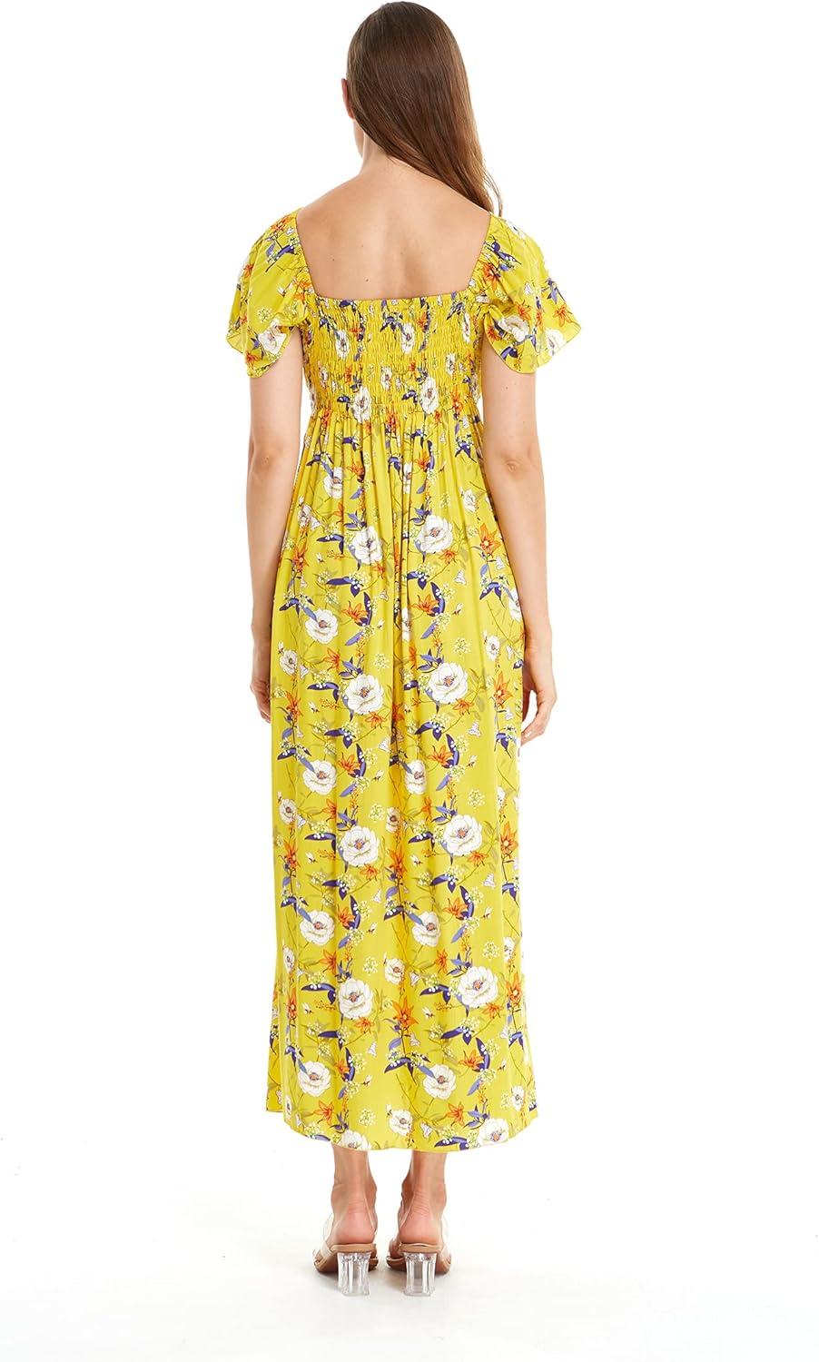 imageMatchable Family Hawaiian Luau Men Women Girl Boy Clothes in Garden Poppy YellowWomen Maxi Rahee