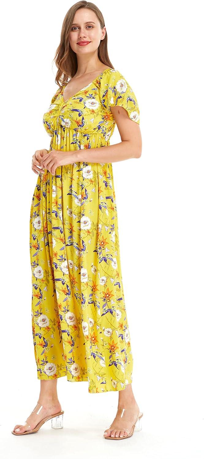 imageMatchable Family Hawaiian Luau Men Women Girl Boy Clothes in Garden Poppy YellowWomen Maxi Rahee