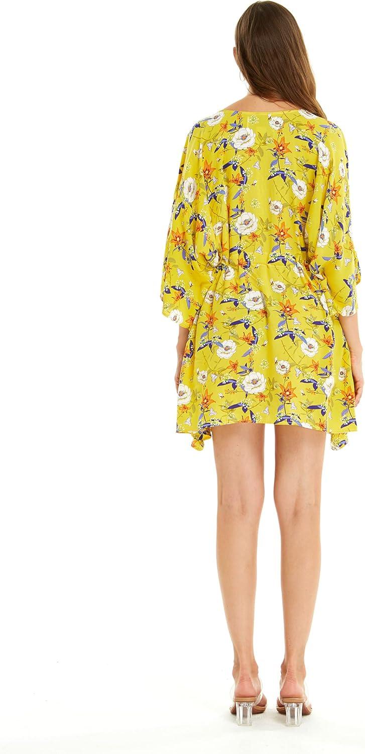 imageMatchable Family Hawaiian Luau Men Women Girl Boy Clothes in Garden Poppy YellowWomen Short Poncho