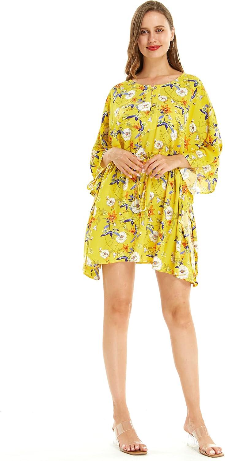 imageMatchable Family Hawaiian Luau Men Women Girl Boy Clothes in Garden Poppy YellowWomen Short Poncho