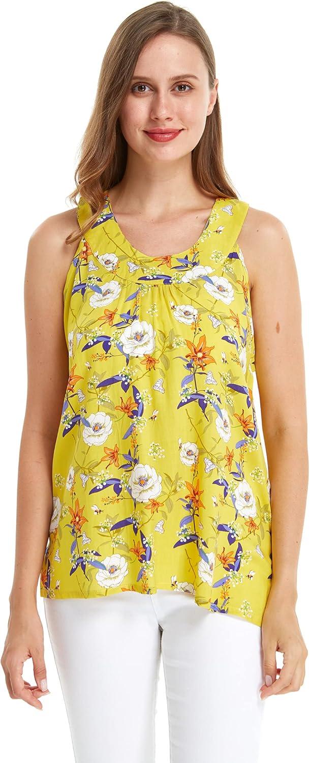 imageMatchable Family Hawaiian Luau Men Women Girl Boy Clothes in Garden Poppy YellowWomen Tank Top