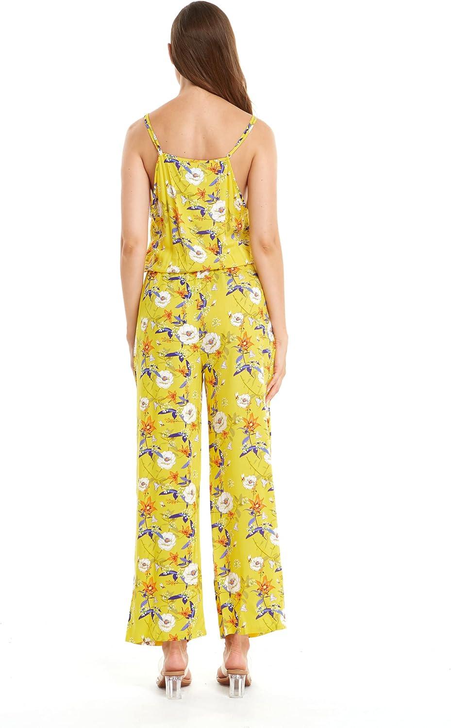 imageMatchable Family Hawaiian Luau Men Women Girl Boy Clothes in Garden Poppy YellowWomen V Neck Jumpsuit