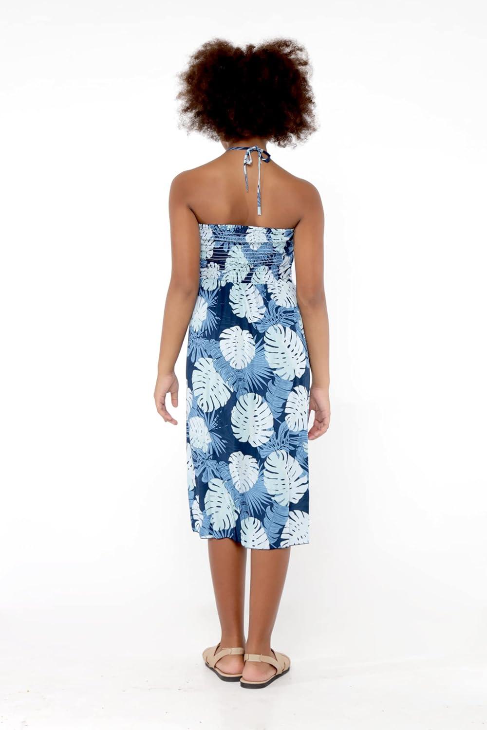 imageMatchable Family Hawaiian Luau Men Women Girl Boy Clothes in Pacific Palm NavyGirl Halter