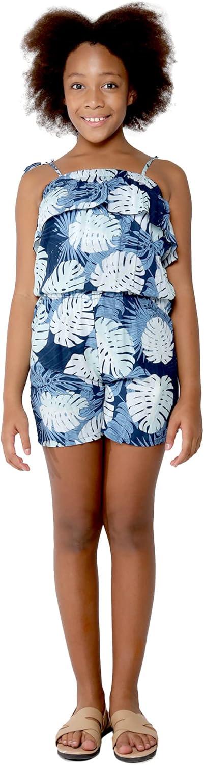 imageMatchable Family Hawaiian Luau Men Women Girl Boy Clothes in Pacific Palm NavyGirl Romper