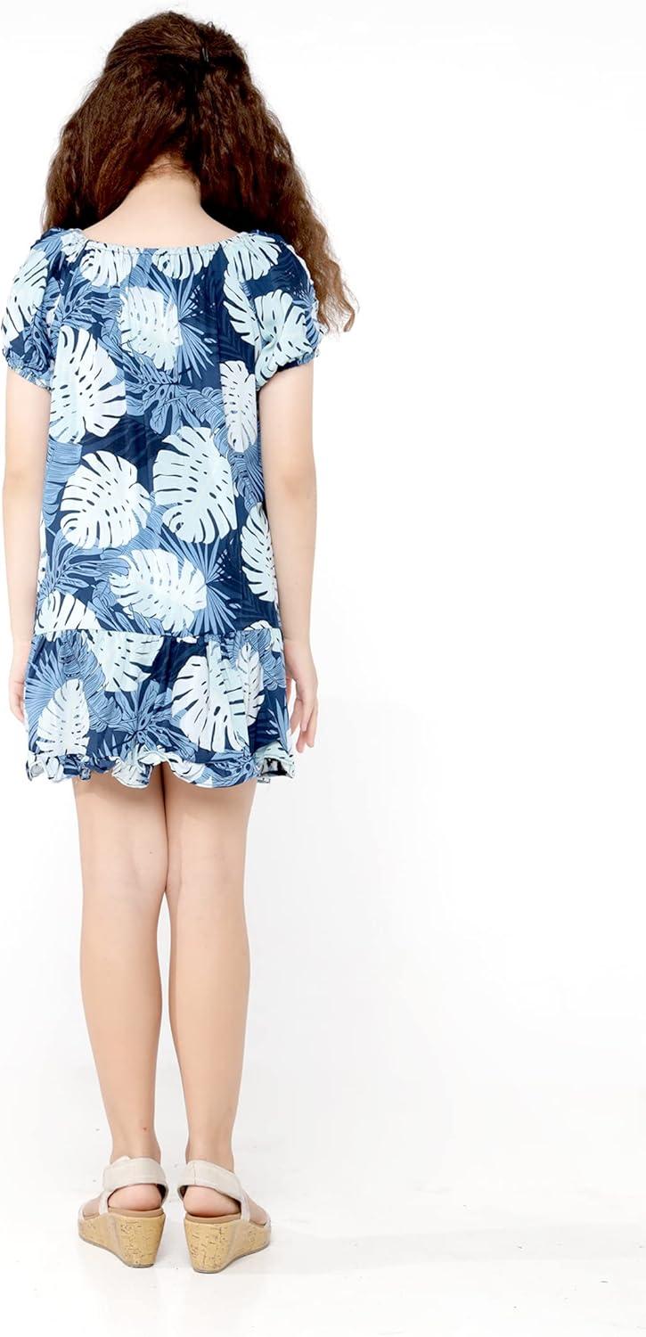 imageMatchable Family Hawaiian Luau Men Women Girl Boy Clothes in Pacific Palm NavyGirl Simply Muumuu