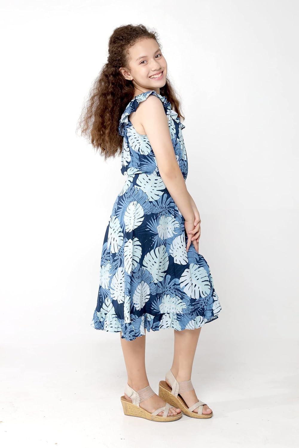 imageMatchable Family Hawaiian Luau Men Women Girl Boy Clothes in Pacific Palm NavyGirl Wrap