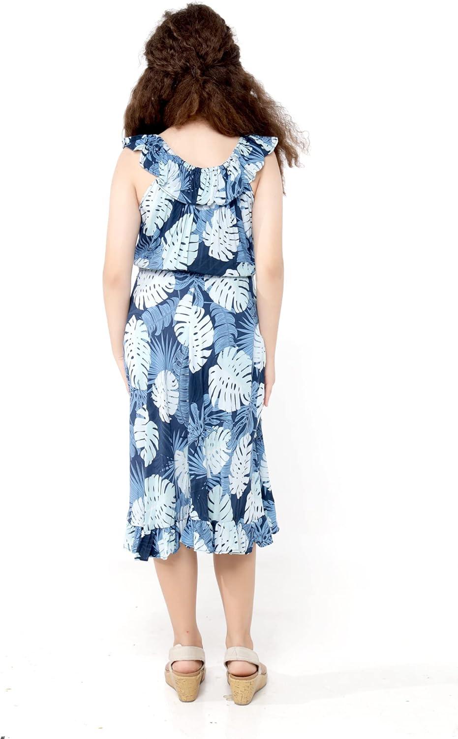imageMatchable Family Hawaiian Luau Men Women Girl Boy Clothes in Pacific Palm NavyGirl Wrap