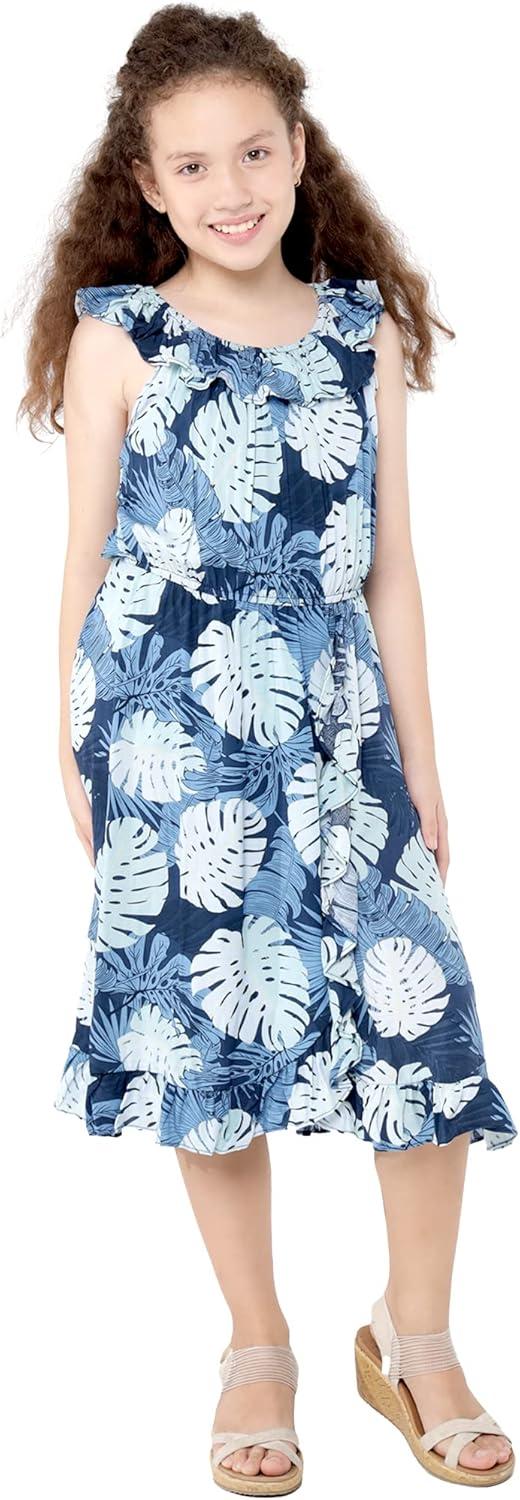 imageMatchable Family Hawaiian Luau Men Women Girl Boy Clothes in Pacific Palm NavyGirl Wrap