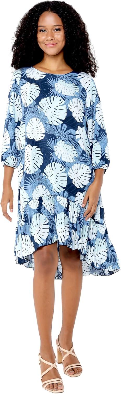 imageMatchable Family Hawaiian Luau Men Women Girl Boy Clothes in Pacific Palm NavyWomen 34 Sleeve