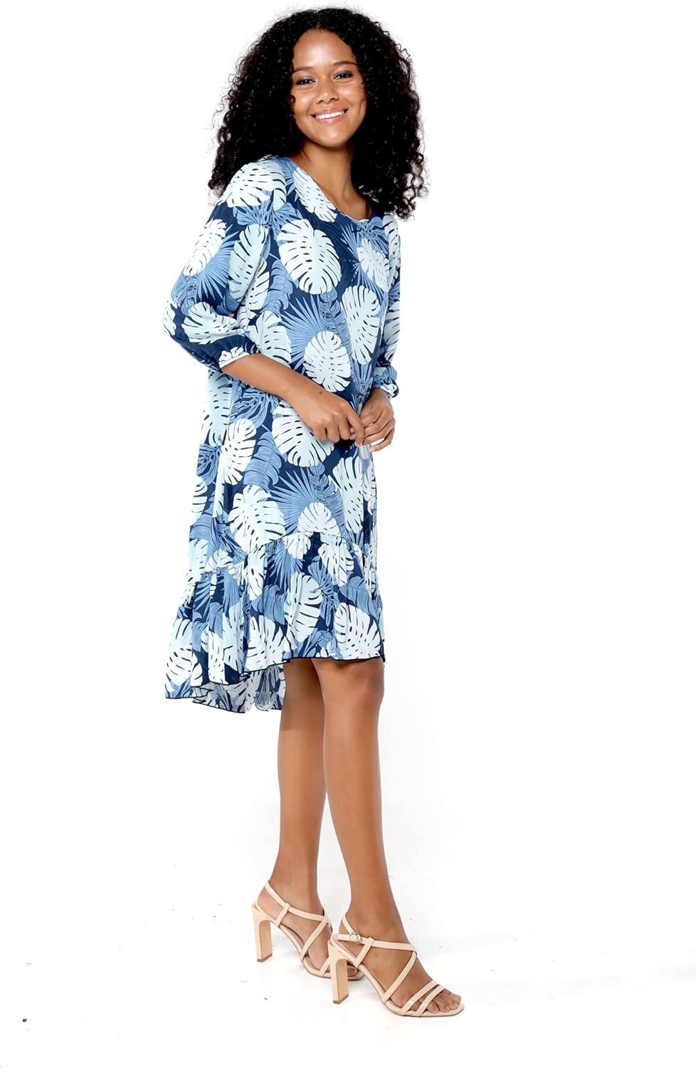 imageMatchable Family Hawaiian Luau Men Women Girl Boy Clothes in Pacific Palm NavyWomen 34 Sleeve