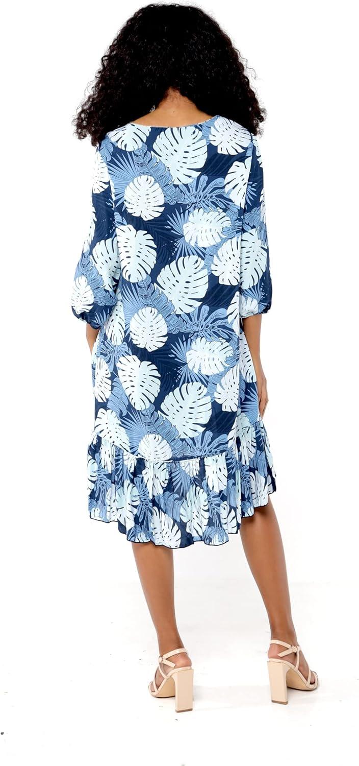 imageMatchable Family Hawaiian Luau Men Women Girl Boy Clothes in Pacific Palm NavyWomen 34 Sleeve