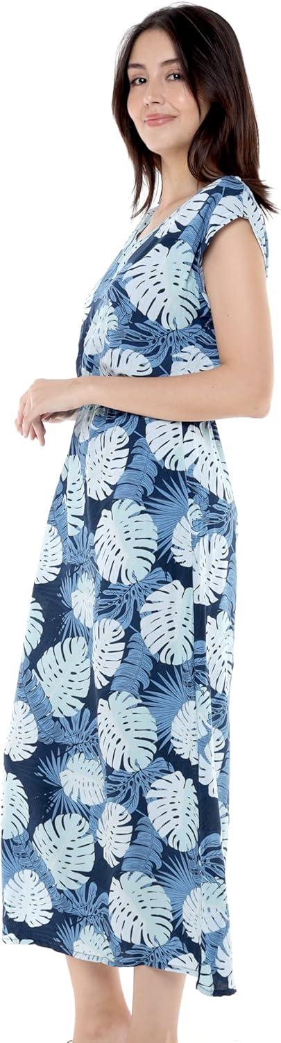 imageMatchable Family Hawaiian Luau Men Women Girl Boy Clothes in Pacific Palm NavyWomen Cap Sleeve