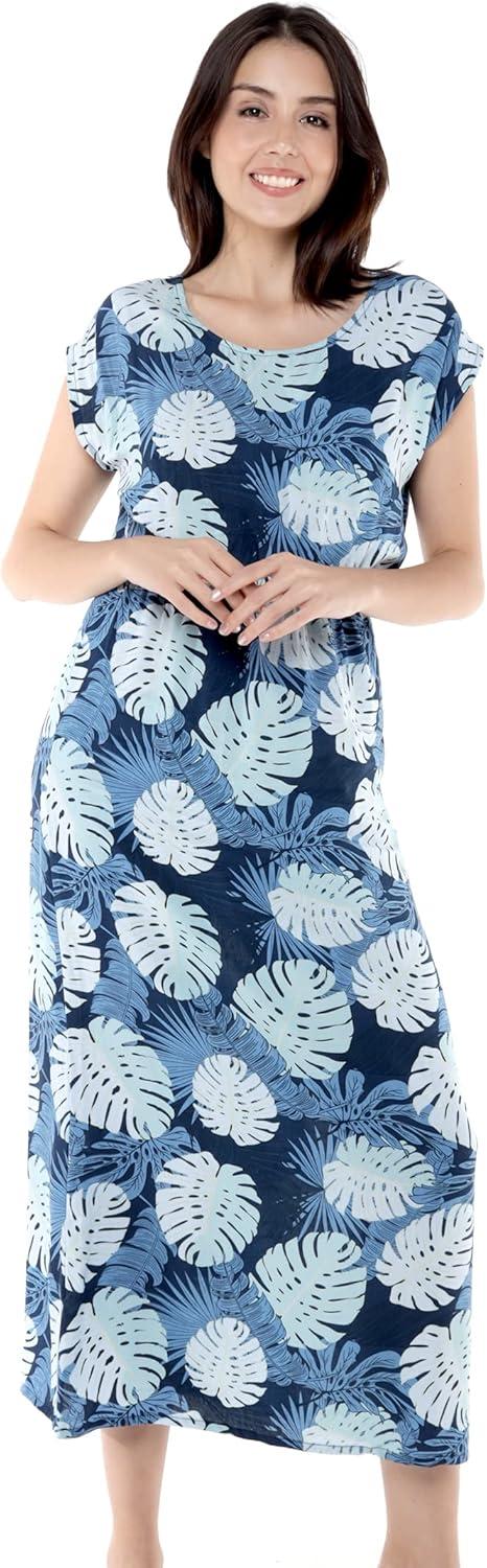 imageMatchable Family Hawaiian Luau Men Women Girl Boy Clothes in Pacific Palm NavyWomen Cap Sleeve