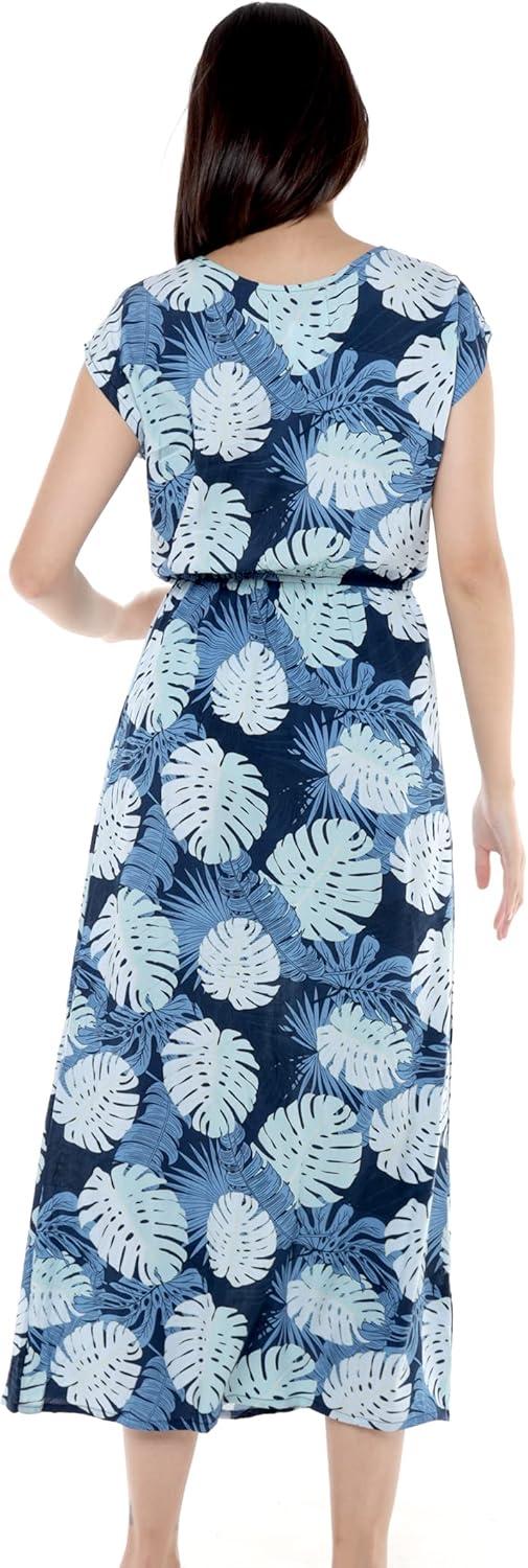 imageMatchable Family Hawaiian Luau Men Women Girl Boy Clothes in Pacific Palm NavyWomen Cap Sleeve