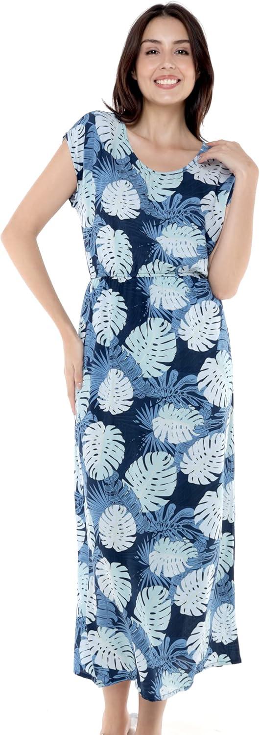 imageMatchable Family Hawaiian Luau Men Women Girl Boy Clothes in Pacific Palm NavyWomen Cap Sleeve